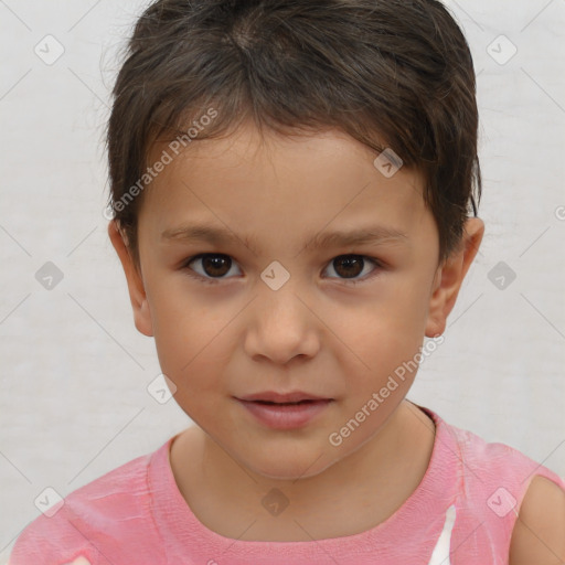 Neutral white child male with short  brown hair and brown eyes