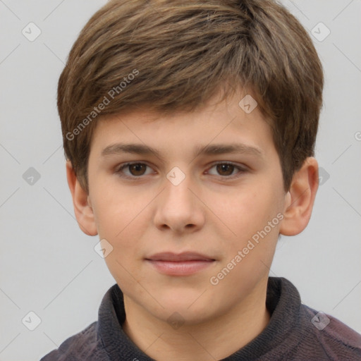 Neutral white child male with short  brown hair and brown eyes