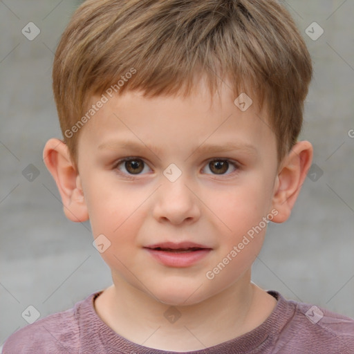 Neutral white child male with short  brown hair and brown eyes