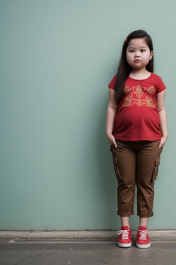 Singaporean child girl with  brown hair