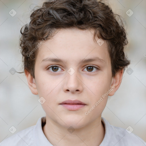 Neutral white child female with short  brown hair and brown eyes