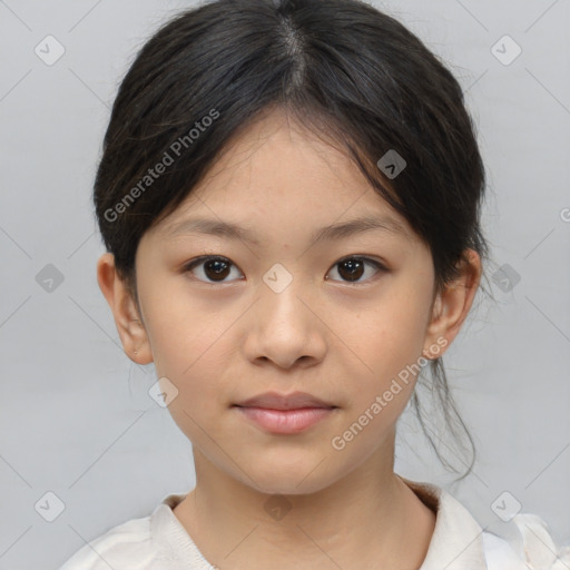 Neutral asian child female with medium  brown hair and brown eyes