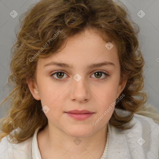 Neutral white child female with medium  brown hair and brown eyes