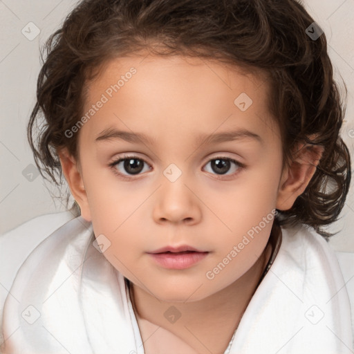 Neutral white child female with medium  brown hair and brown eyes