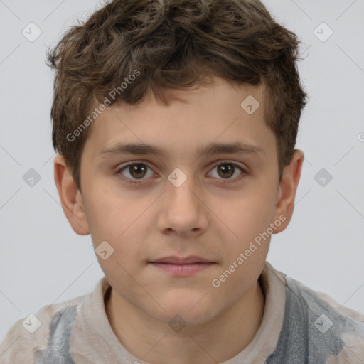 Neutral white child male with short  brown hair and brown eyes