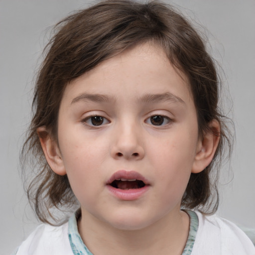 Neutral white child female with medium  brown hair and brown eyes