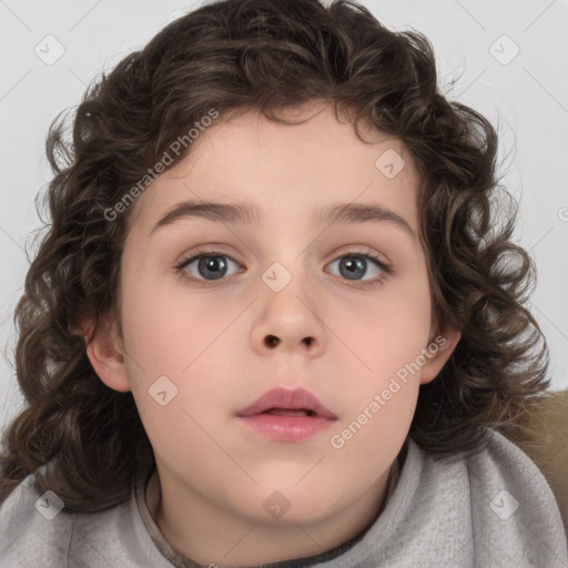 Neutral white child female with medium  brown hair and brown eyes