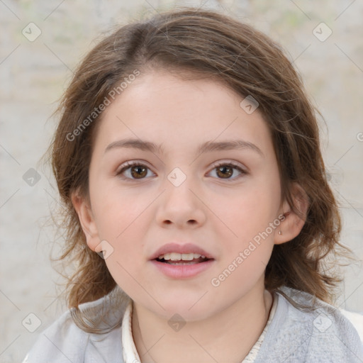 Neutral white child female with medium  brown hair and brown eyes