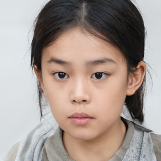 Neutral asian child female with medium  brown hair and brown eyes