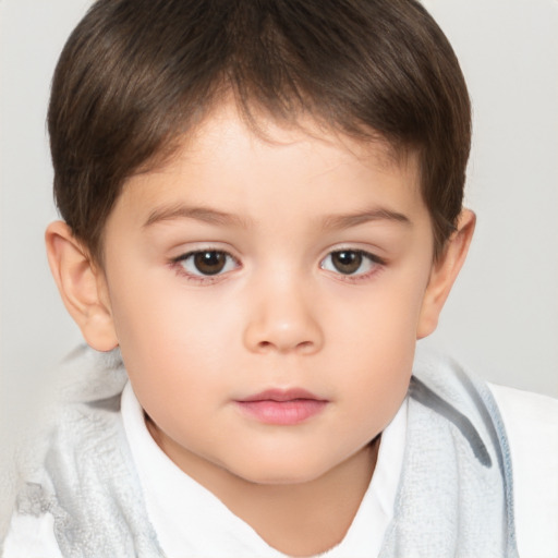 Neutral white child male with short  brown hair and brown eyes