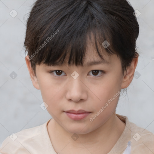 Neutral white child female with medium  brown hair and brown eyes