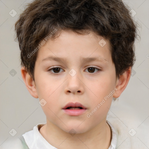 Neutral white child male with short  brown hair and brown eyes