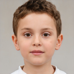 Neutral white child male with short  brown hair and brown eyes