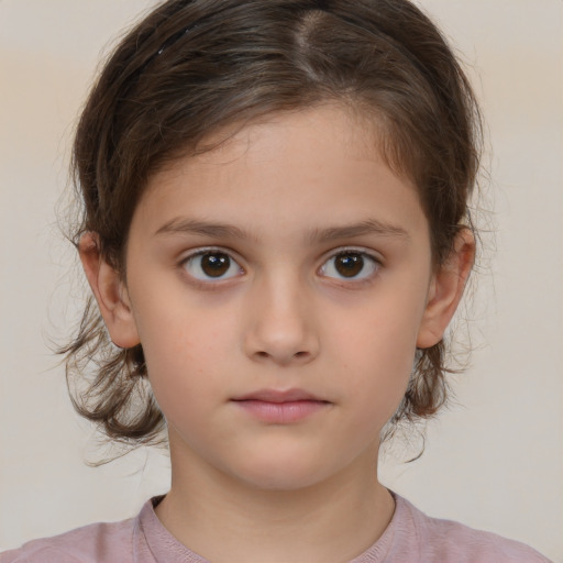 Neutral white child female with medium  brown hair and brown eyes