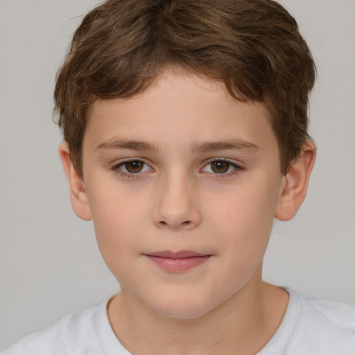 Neutral white child male with short  brown hair and brown eyes