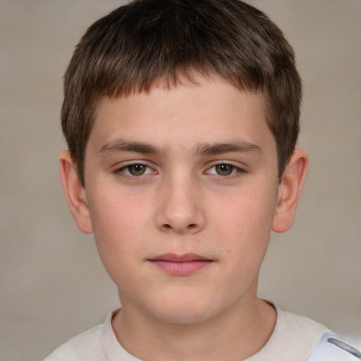 Neutral white child male with short  brown hair and brown eyes