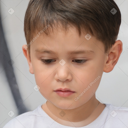 Neutral white child male with short  brown hair and brown eyes