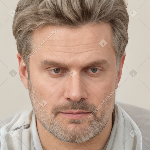 Neutral white adult male with short  brown hair and brown eyes