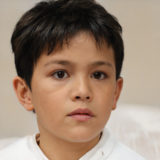 Neutral asian child female with short  brown hair and brown eyes