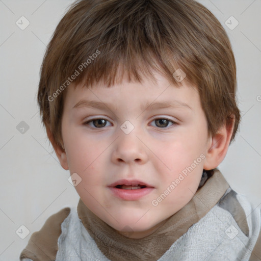 Neutral white child male with short  brown hair and brown eyes