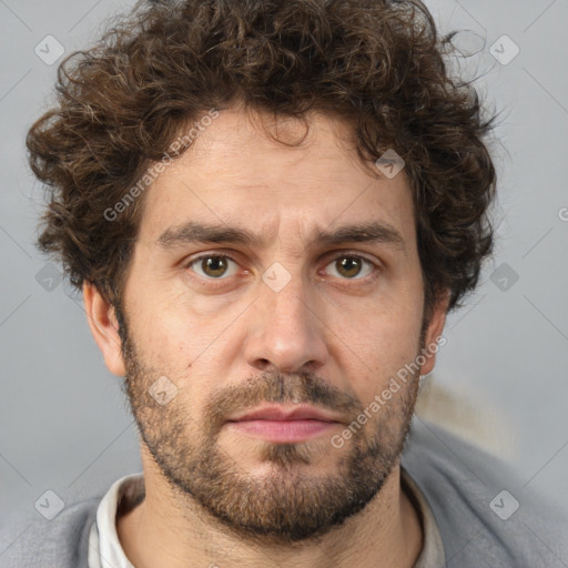 Neutral white adult male with short  brown hair and brown eyes