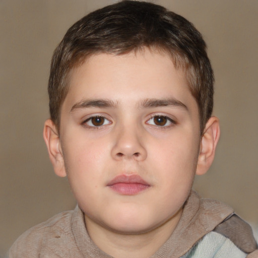 Neutral white child male with short  brown hair and brown eyes