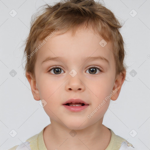 Neutral white child male with short  brown hair and brown eyes