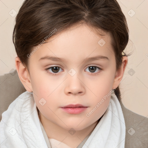 Neutral white child female with medium  brown hair and brown eyes