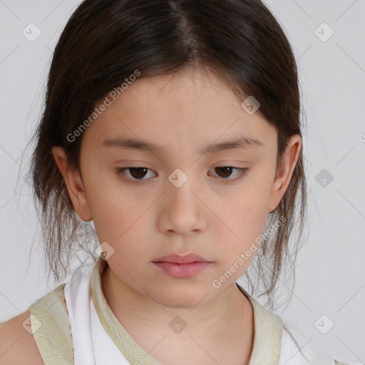 Neutral white child female with medium  brown hair and brown eyes