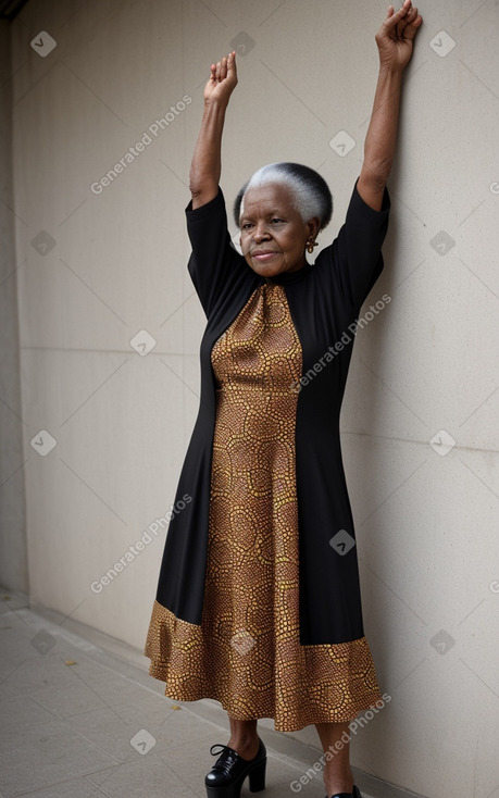 African elderly female with  black hair