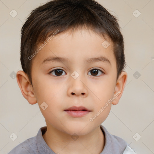 Neutral white child male with short  brown hair and brown eyes