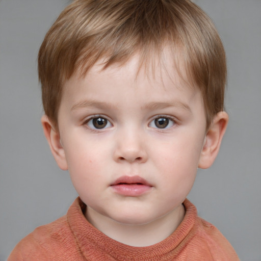 Neutral white child male with short  brown hair and grey eyes