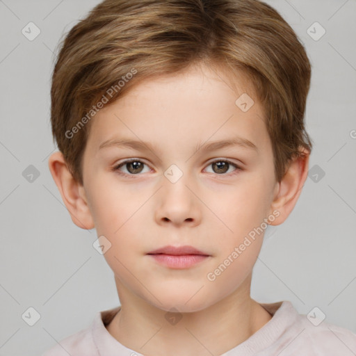 Neutral white child female with short  brown hair and brown eyes