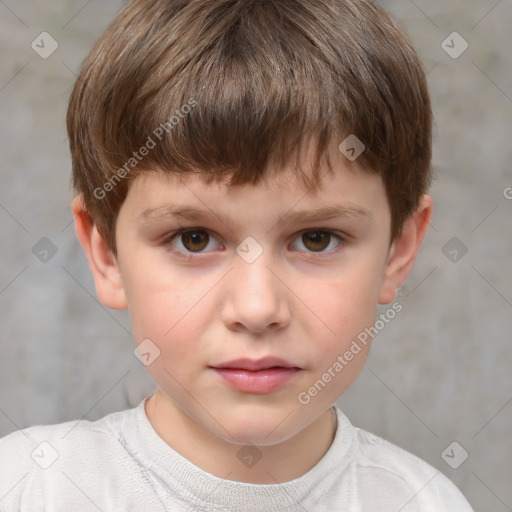 Neutral white child male with short  brown hair and brown eyes