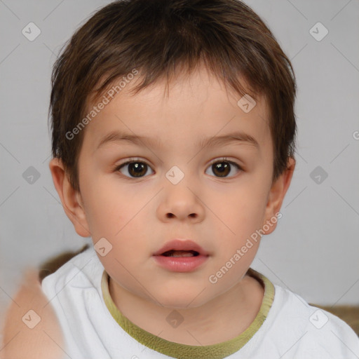 Neutral white child male with short  brown hair and brown eyes