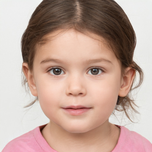 Neutral white child female with medium  brown hair and brown eyes