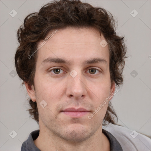 Neutral white adult male with short  brown hair and brown eyes