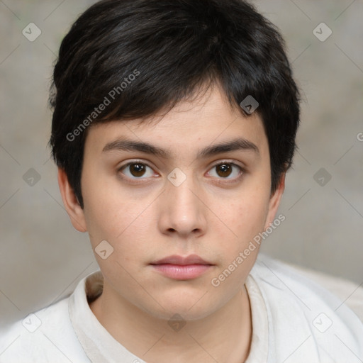 Neutral white young-adult male with medium  brown hair and brown eyes