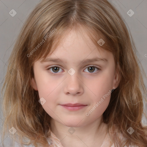 Neutral white child female with medium  brown hair and brown eyes