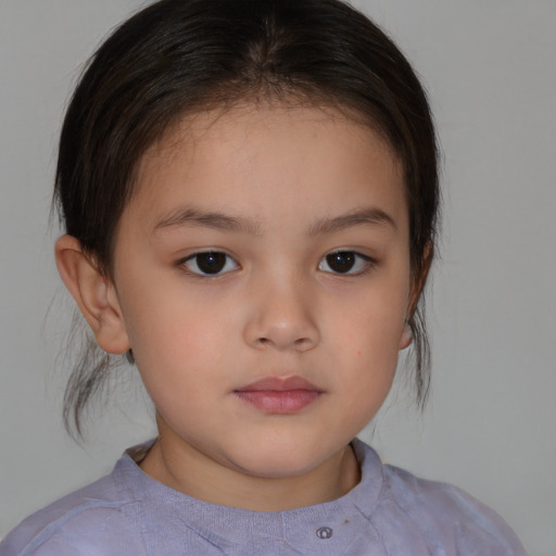 Neutral white child female with medium  brown hair and brown eyes