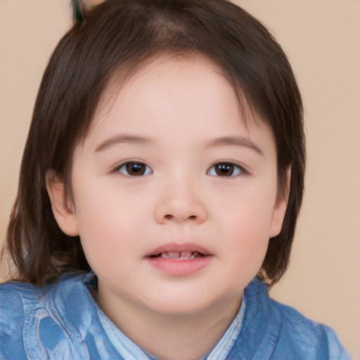 Neutral white child female with medium  brown hair and brown eyes