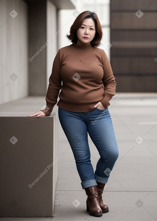 Korean middle-aged female with  brown hair