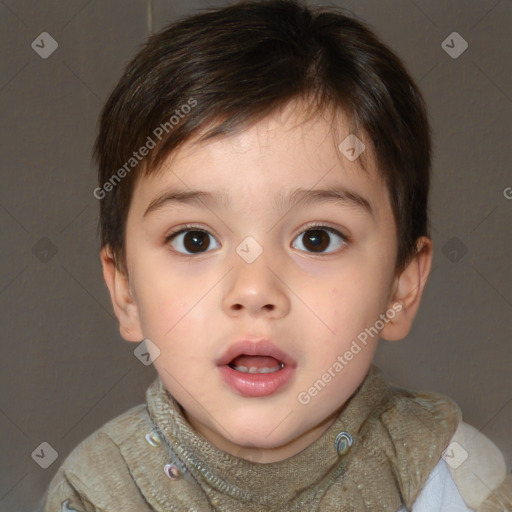 Neutral white child male with short  brown hair and brown eyes