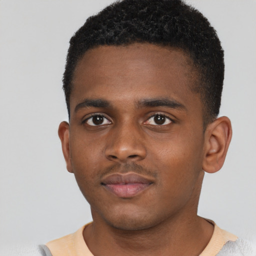 Neutral latino young-adult male with short  brown hair and brown eyes