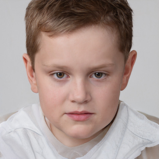 Neutral white child male with short  brown hair and brown eyes