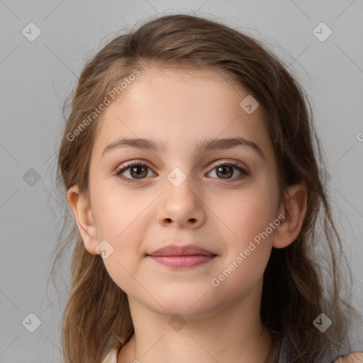 Neutral white child female with medium  brown hair and brown eyes