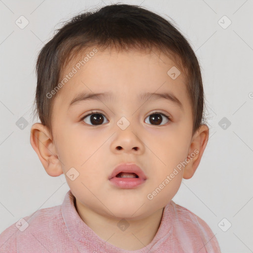 Neutral white child male with short  brown hair and brown eyes