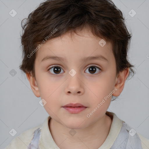 Neutral white child male with short  brown hair and brown eyes