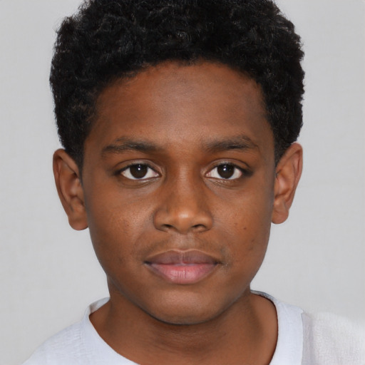 Neutral black young-adult male with short  brown hair and brown eyes