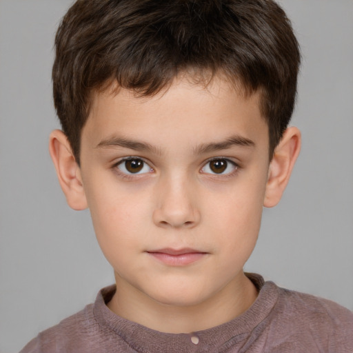 Neutral white child male with short  brown hair and brown eyes